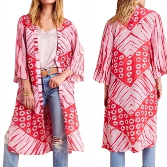 Anthropologie Tops - Anthropologie Blank London Lia Shibori Kkmono One Size Pink Red Handmade